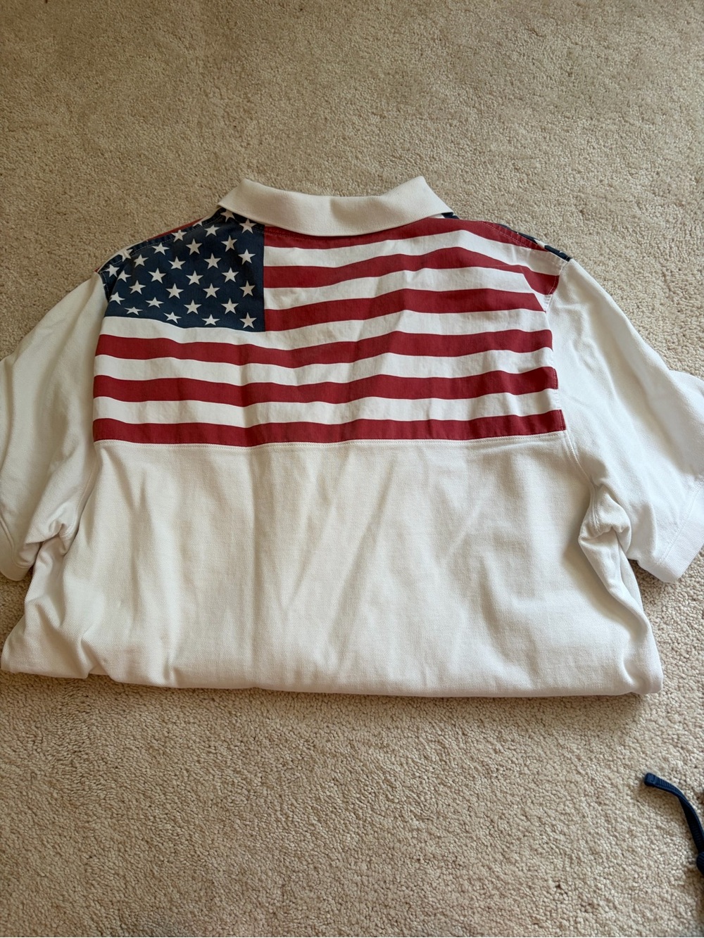 Vineyard Vines White Polo with American Flag Back